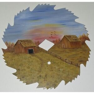 Handpainted Saw Blade Fall Autumn Country Farm Barn Scene
